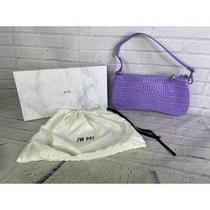 JW PEI Eva Shoulder Handbag Bag Purple Croc Crocodile Embossed Print